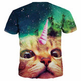 Newest 3D Print Horned Cat  T-shirt- Men/Women