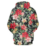 Autumn Winter Fashion Red Flowers Green Leaves Hoodies for Men/women