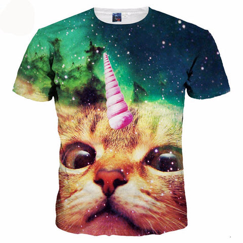 Newest 3D Print Horned Cat  T-shirt- Men/Women