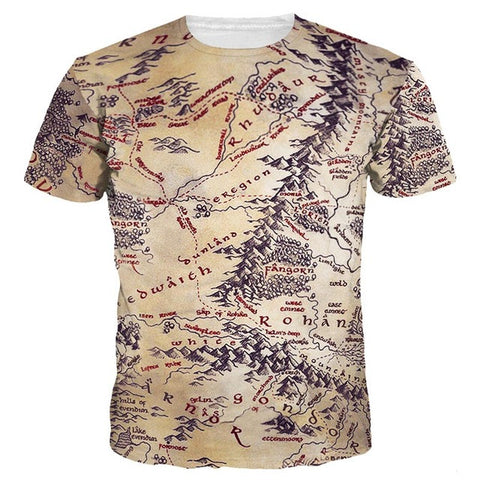 The Middle Earth World Map 3D T-shirt for Men/Women